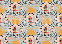 The aesthetic is a lighthearted Wild West scene.

