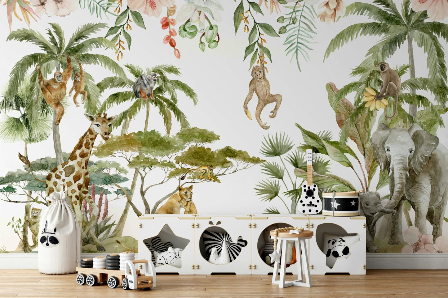 Nature-inspired mural with forest creatures

