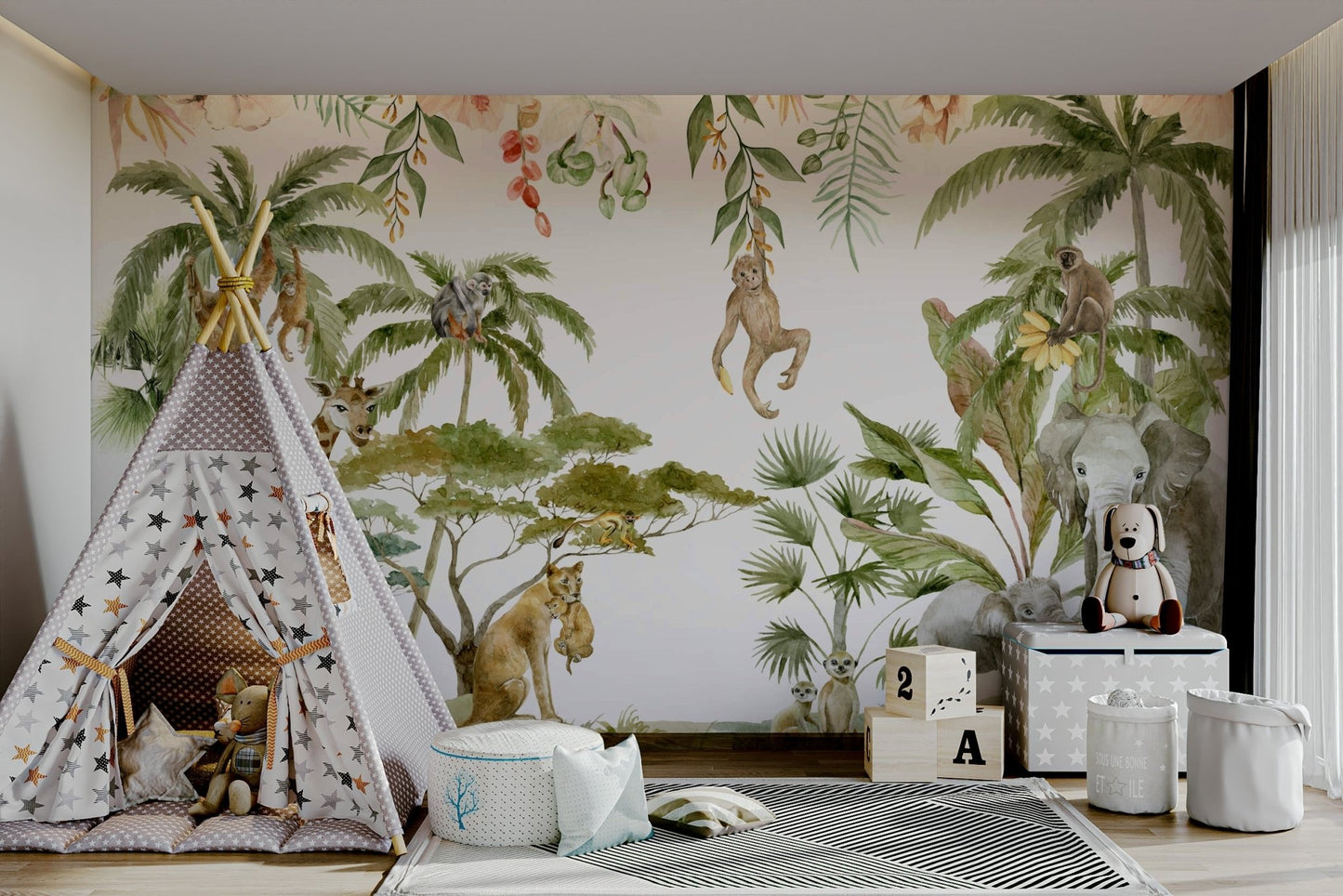 Gentle animal pattern for kids’ wall spaces

