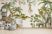 Wild Wonders wall mural with watercolor animals

