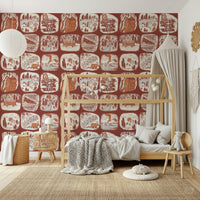 Vibrant rustic Alaska adventure Wilderness Patches Wallpaper décor.