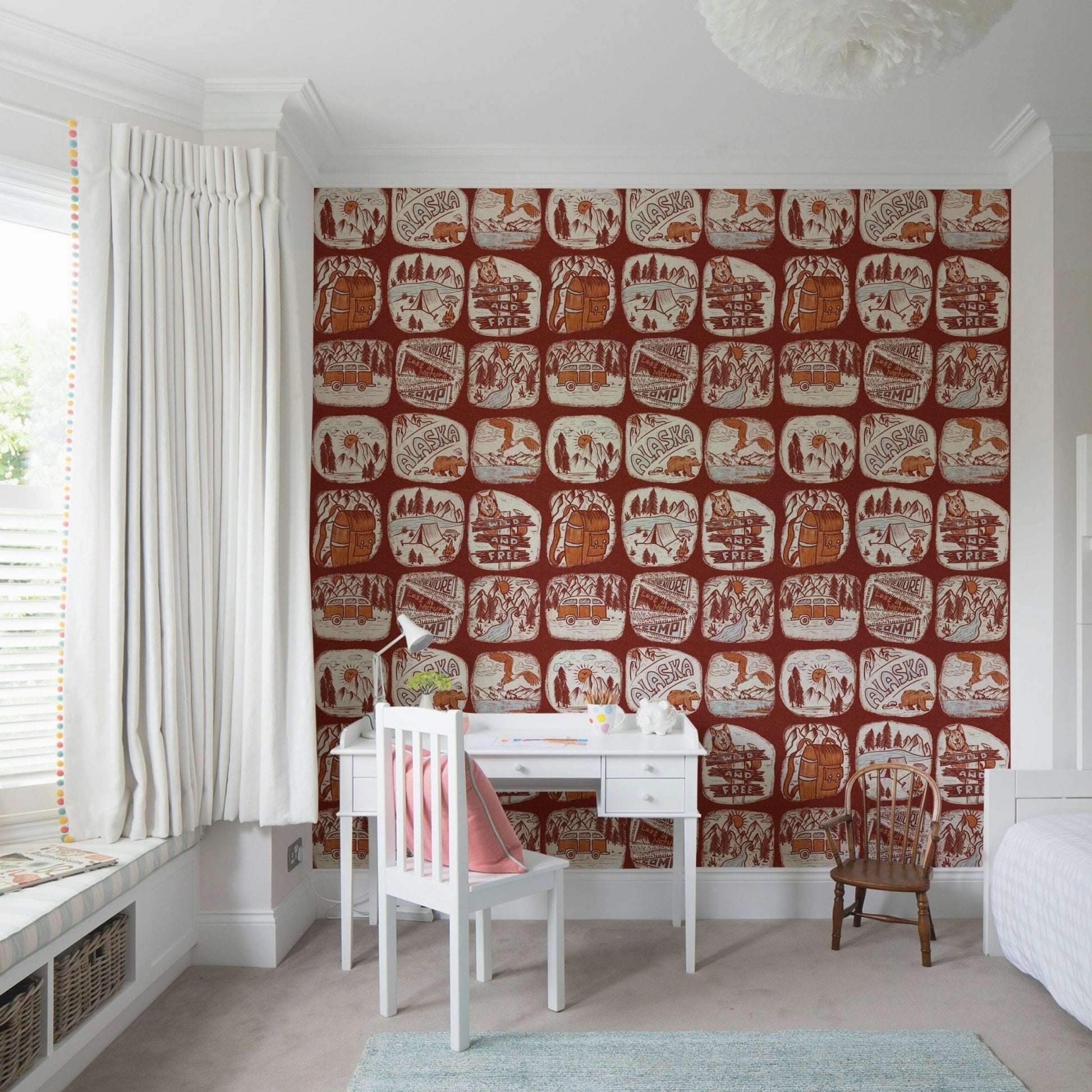 Wallpaper for walls with rustic Alaska wilderness patches.