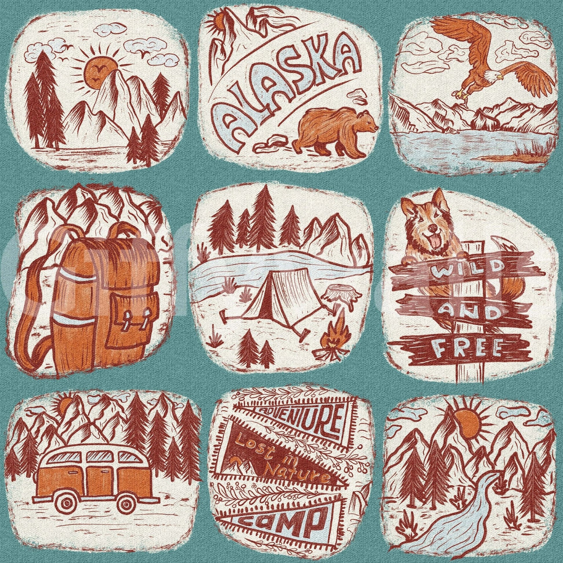 Wilderness Sketchbook print, wild and free aesthetic wallpaper for walls., GD6636