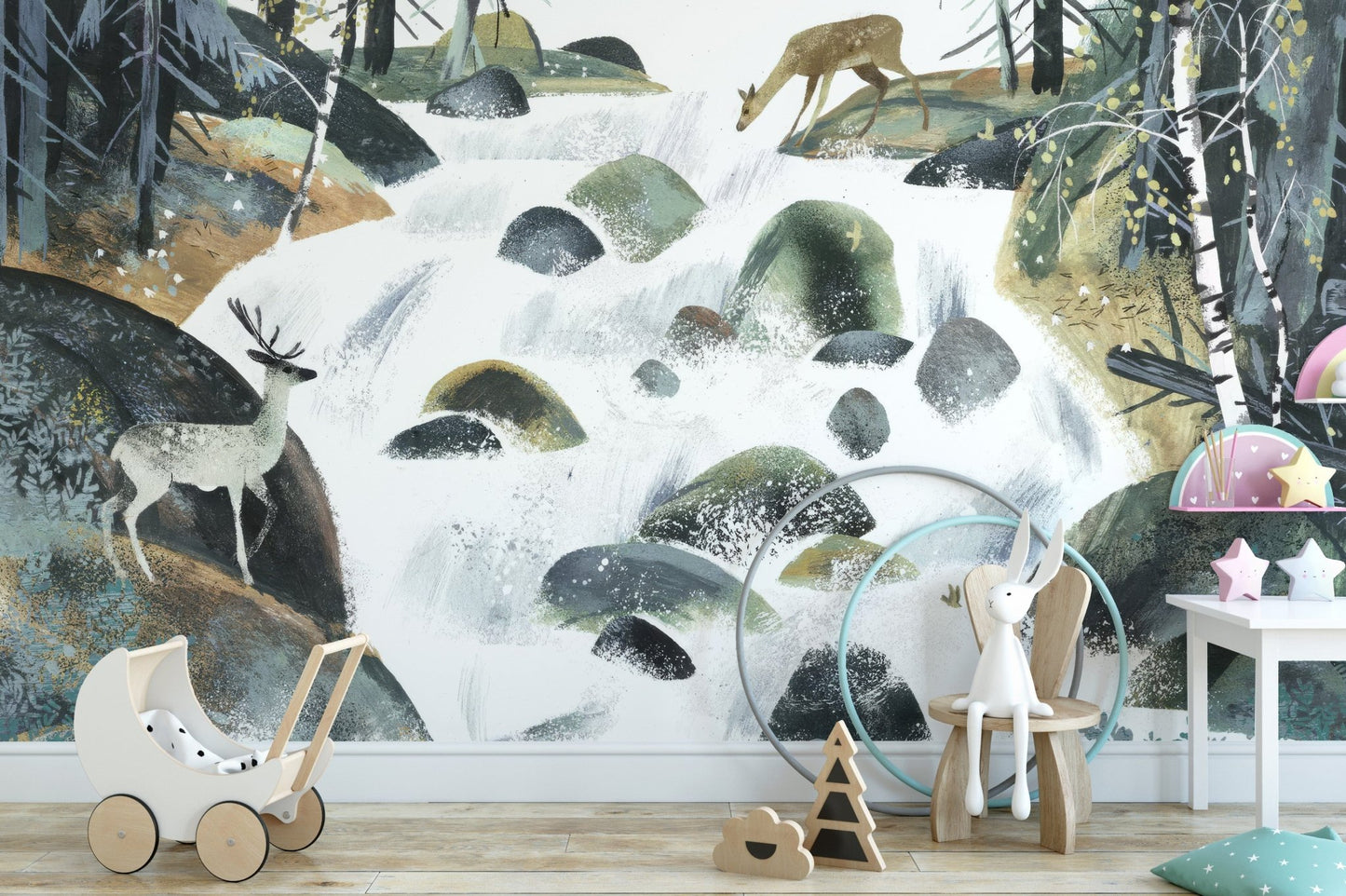 Wildlife and waterfall mural artistry