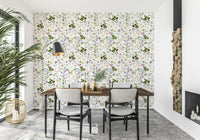 Nature-inspired meadow wallpaper with fine stems and petals for accent wall, GD7683