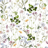 Watercolour floral wall mural with daisies and herbs for full wall, GD7683