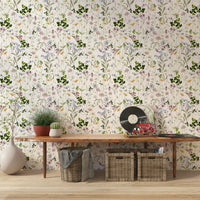 Floral meadow wallpaper with light sky tones for smooth full wall finish, GD7683