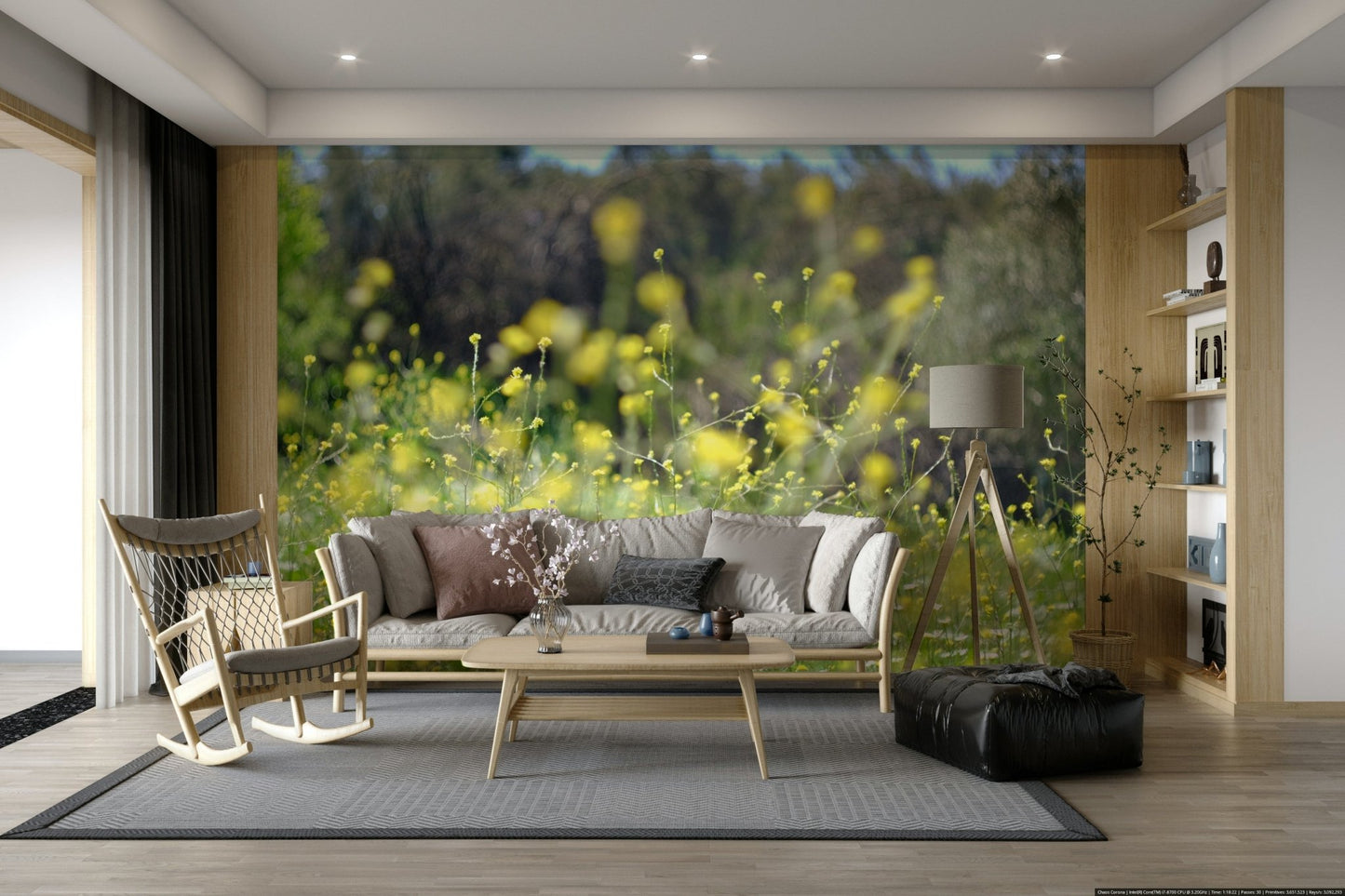 A serene and ethereal wall mural.
