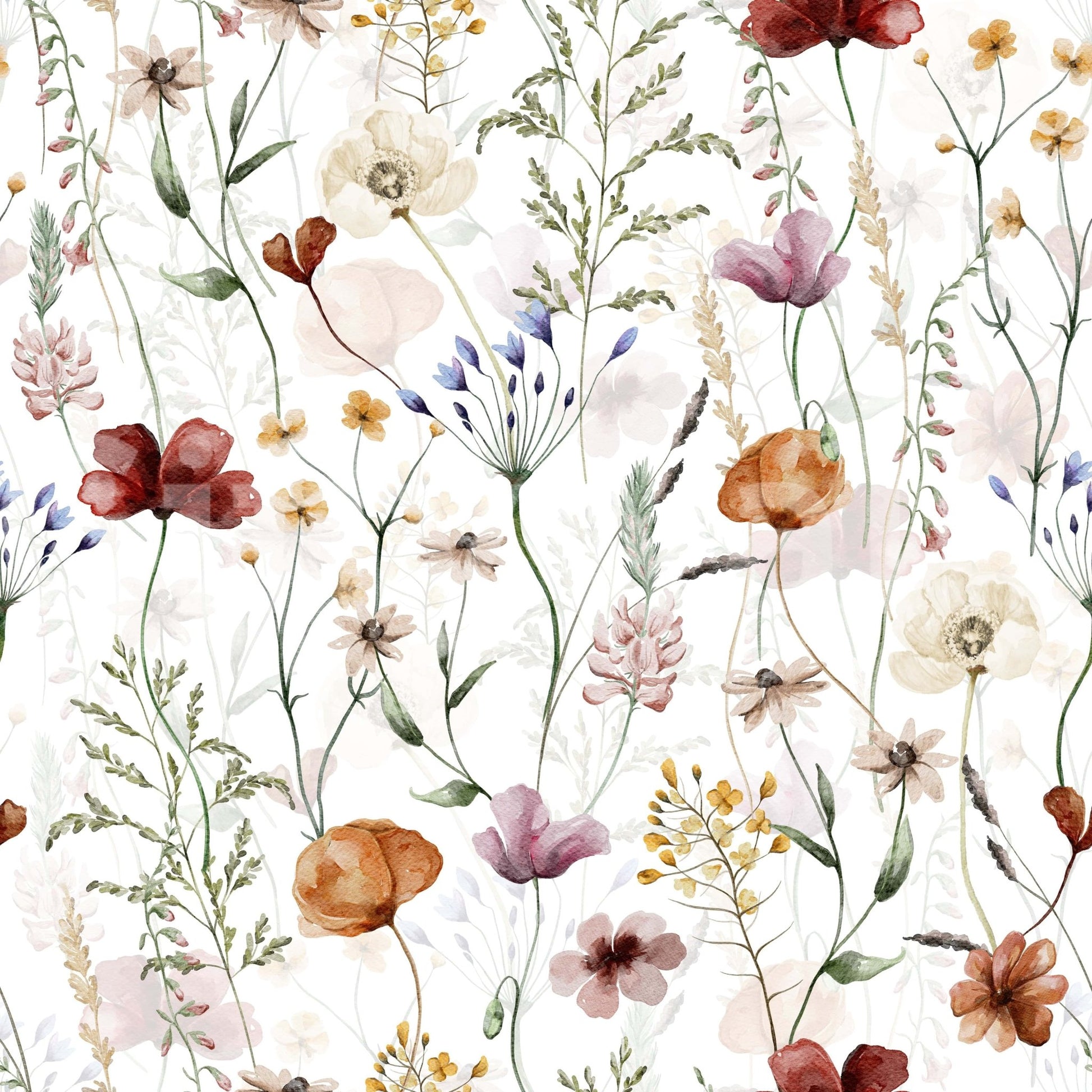 Subtle Wildflower Hues wallpaper with tall stems.