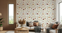Wildflower Hues naturalistic floral graphic wallpaper.