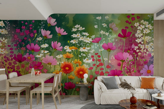wildflower meadow watercolor wall mural GD3338

