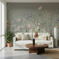 Field of flowers as a tranquil Wildflower Symphony Wall Mural