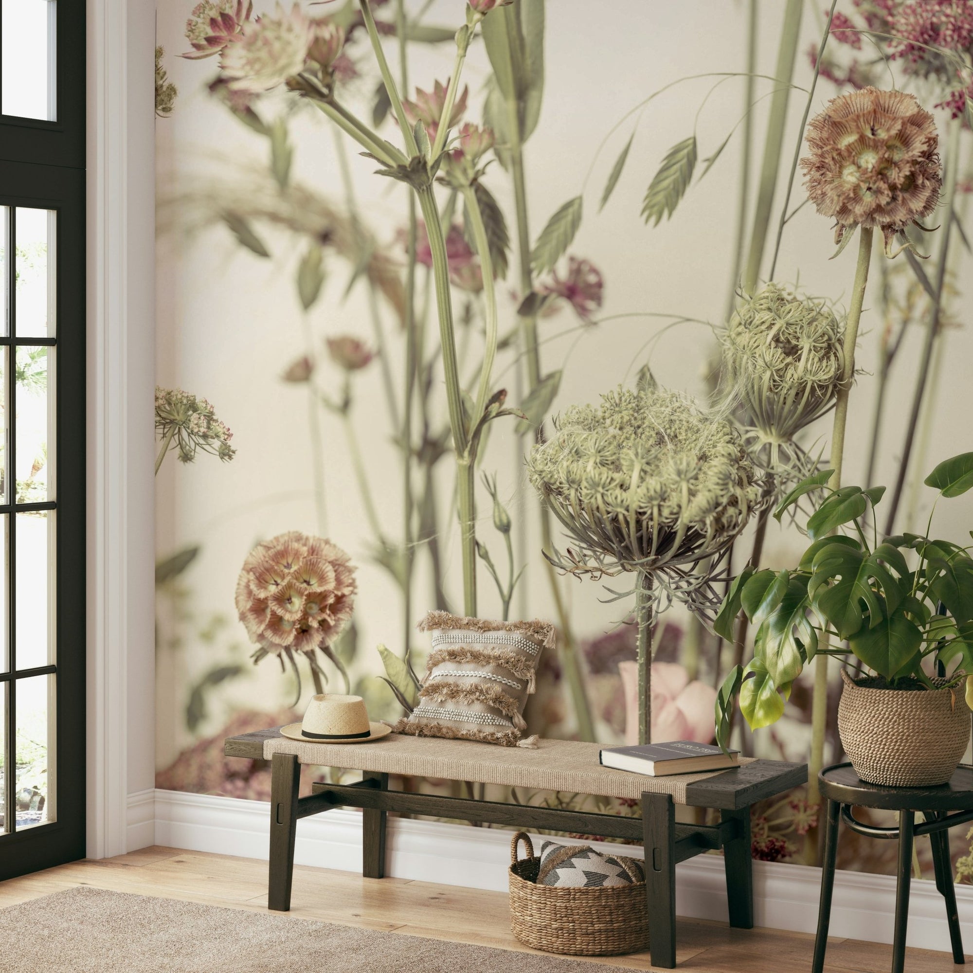 Wildflower Waltz Wall Mural featuring delicate meadow stems GD5034