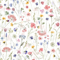 Meadow print with clover, the Wildflower Waltz mural.
