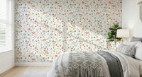Hand-painted look flowers, Wildflower Waltz home wall covering.