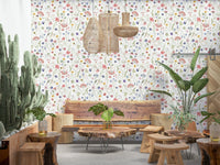 Wildflower Waltz elegant meadow pattern, accent wall paper.