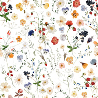 Wildflower Whimsy Meadow wallpaper intricate nature pattern.