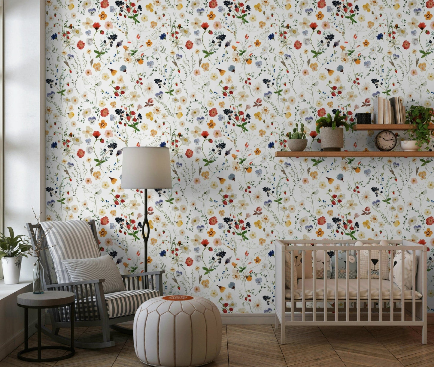 Wildflower Whimsy Meadow wallpaper gentle meadow design.