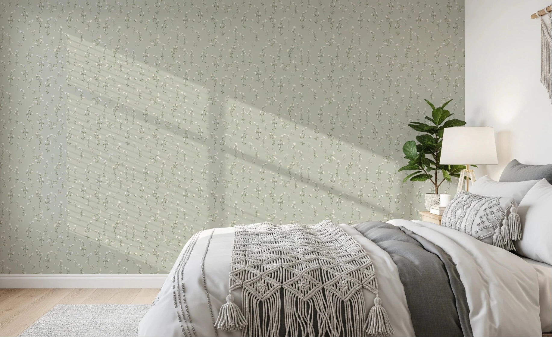 Wildflower Whisper pastel wallpaper with delicate mini flower sprigs throughout, GD8823