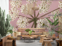 Wildflower Whispers Wall Mural in a rustic farmhouse style hallway wallpaper.