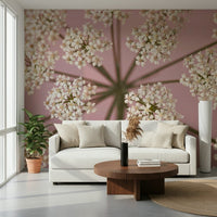 Elegant meadow flower wallpaper for a sophisticated lounge feature wall mural.