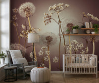Wildflower Whispers Wall Mural in a rustic farmhouse suite wallpaper.