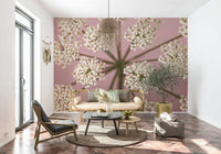 Wildflower Whispers Wall Mural in a bright dining space with natural light wallpaper.