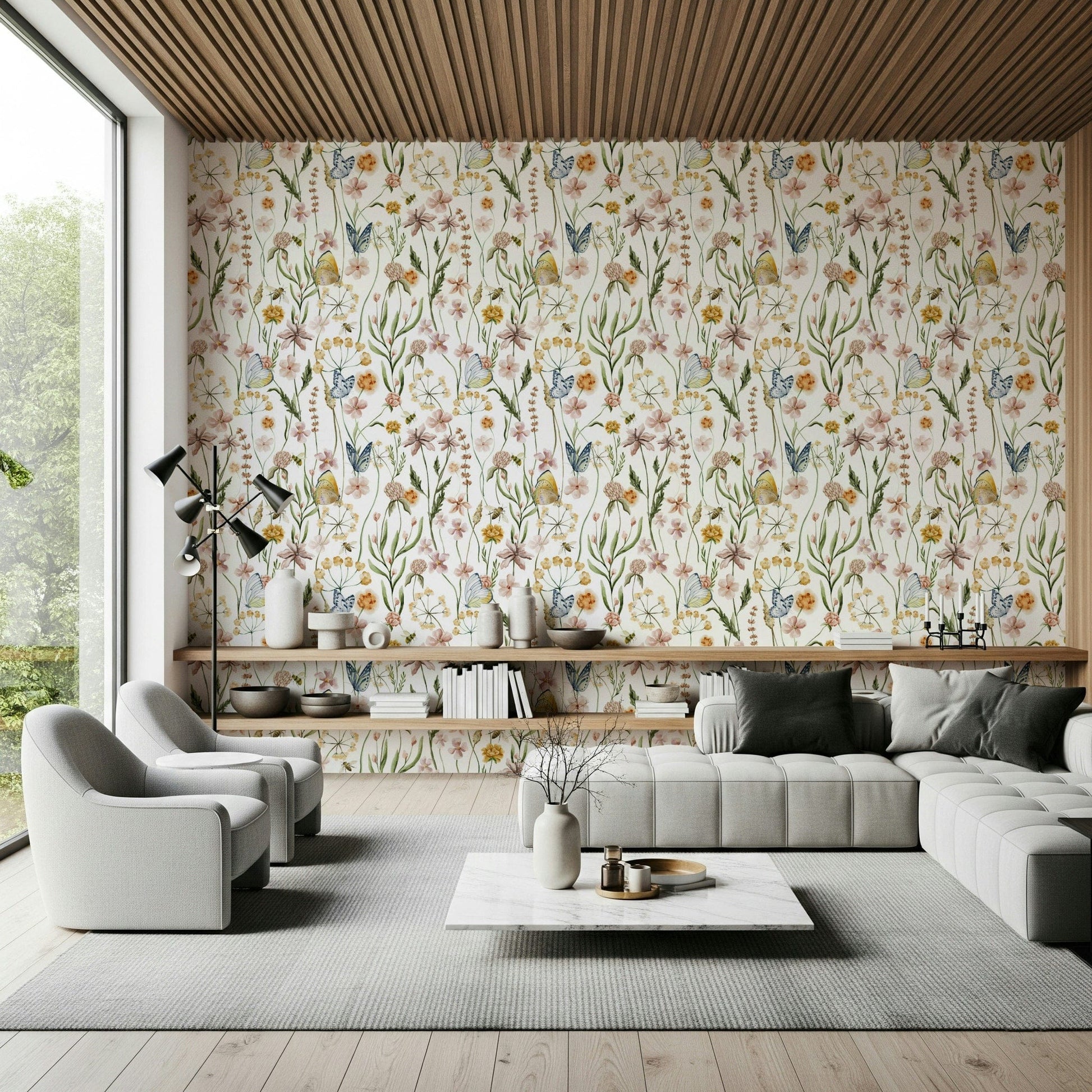 Wildflower Whispers, airy nature aesthetic, whimsical butterfly accents.