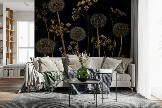 Romantic wildflower wall covering, dandelion clocks design., GD6709