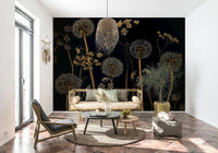 Ethereal Wildflower Wonderland mural showing wildflowers and stems.