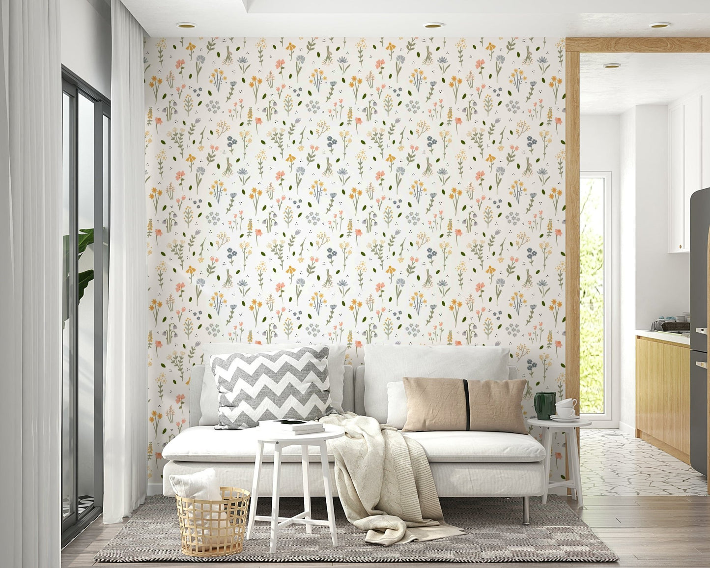 Cute floral field wallpaper

