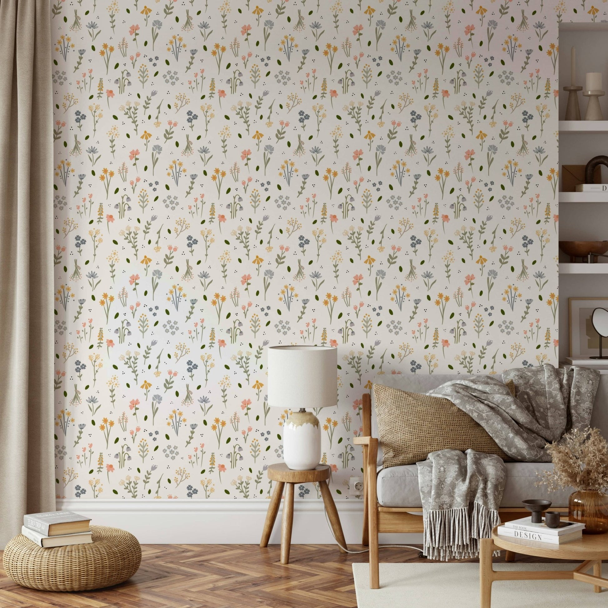 Soft pastel wildflowers print

