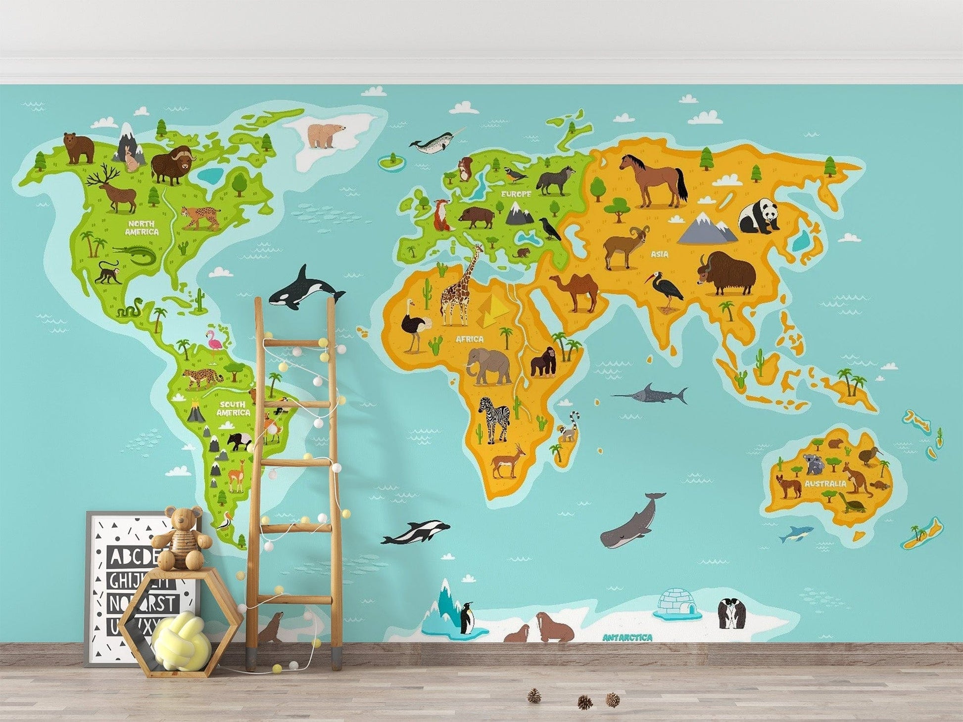 Wildlife Animals World Map Wallpaper - Giffywalls map-02