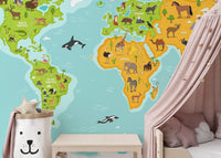 Wildlife Animals World Map Wallpaper - Giffywalls map-02