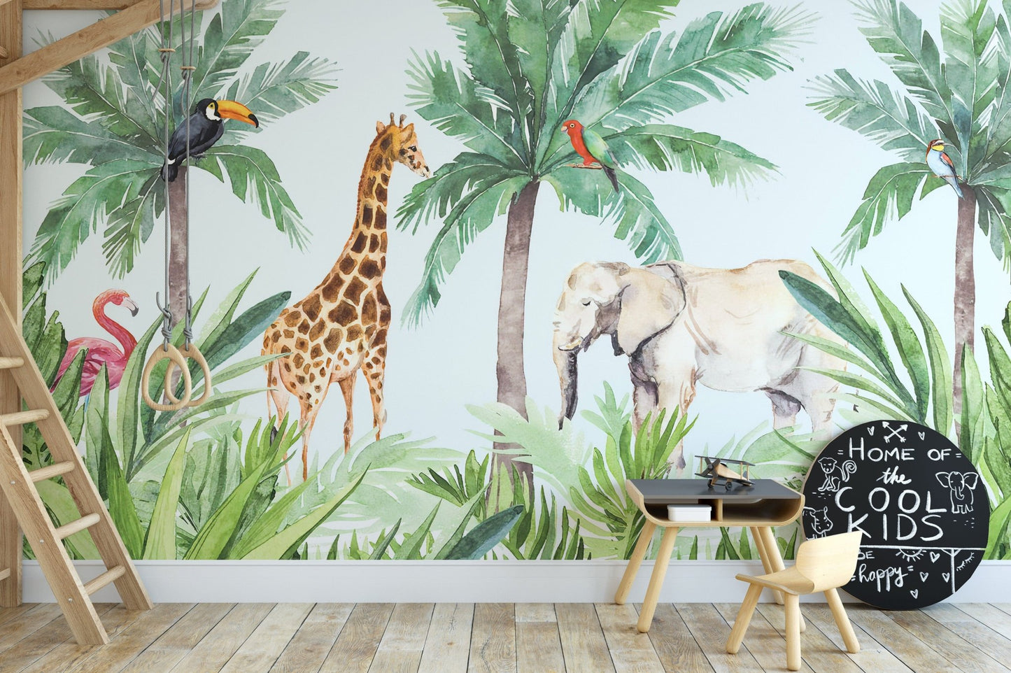 Vibrant Wildlife Serene Kids Room Wallpaper Mural - Giffywalls, A502