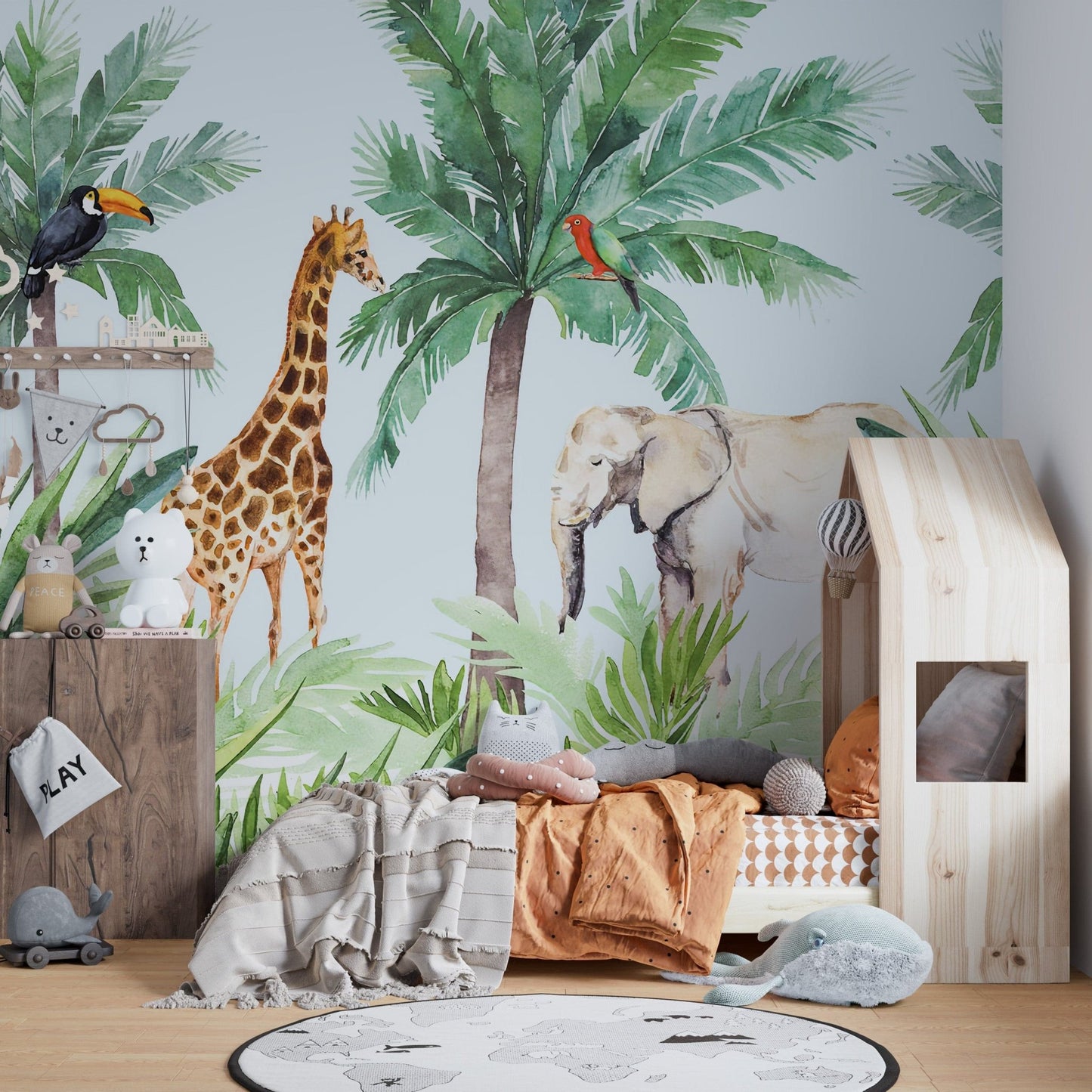 Forest Watercolor Wildlife Animals Wallpaper, A502