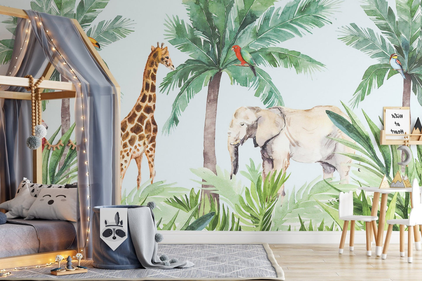 Vibrant Wildlife Serene Kids Room Wallpaper Mural - Giffywalls, A502