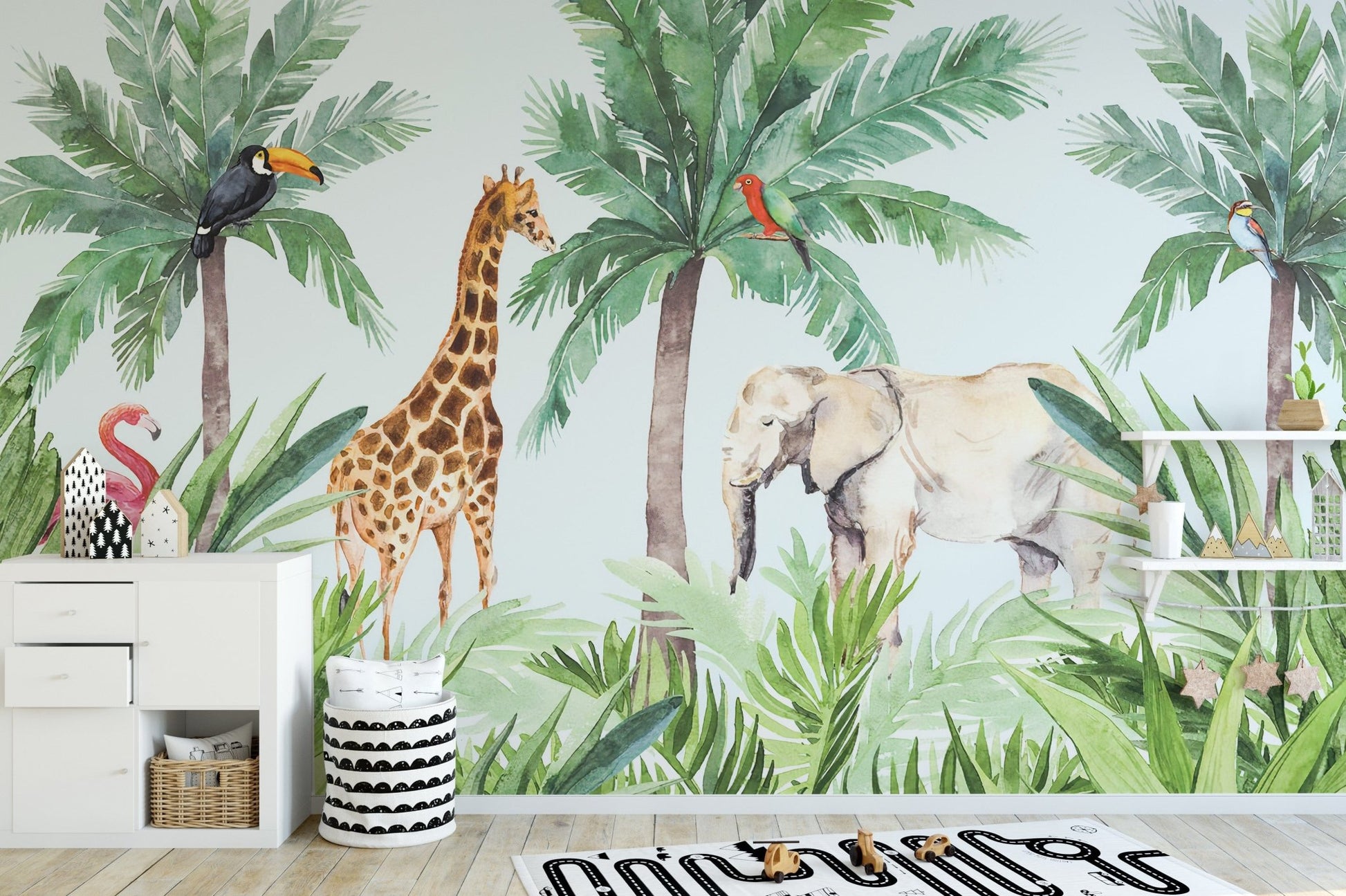 Wildlife Animals in Forest Watercolor Wallpaper, A502