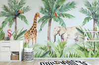 Watercolor Jungle Wildlife Animals Wallpaper
