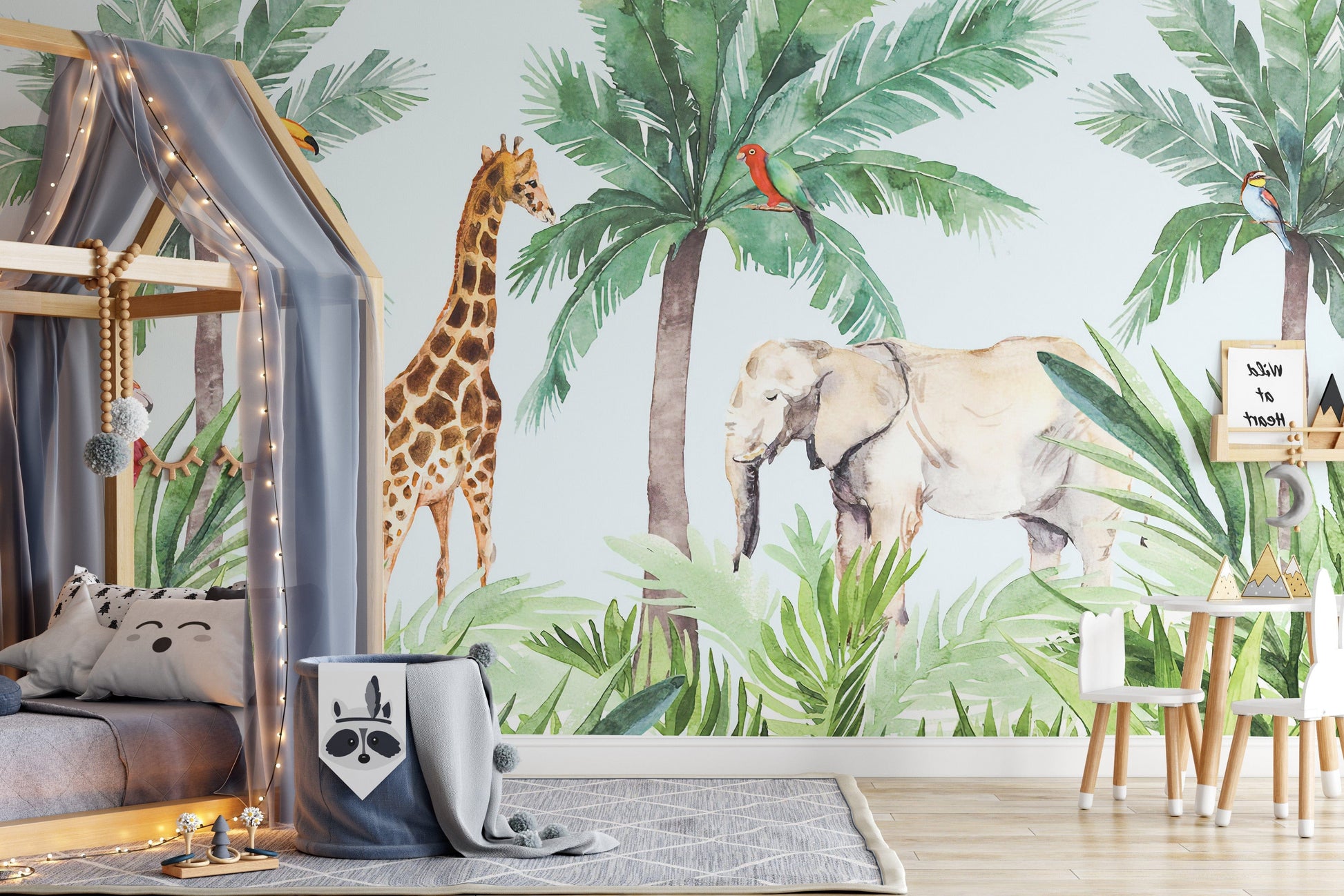 Vibrant Wildlife Serene Kids Room Wallpaper Mural - Giffywalls