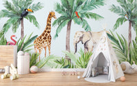 Vibrant Wildlife Serene Kids Room Wallpaper Mural - Giffywalls