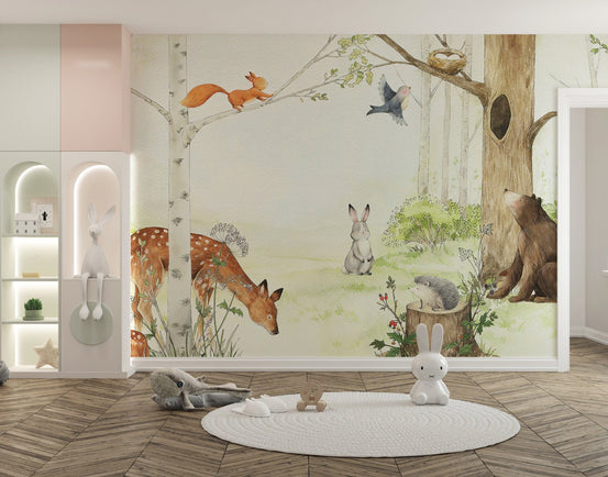 Animals enjoying forest wallpaper mural
 A438