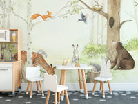 Animals Enjoying Forest Wallpaper Mural - Giffywalls