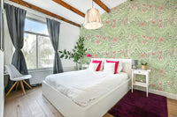 The room's lighting highlights the classic feel of the pattern.

