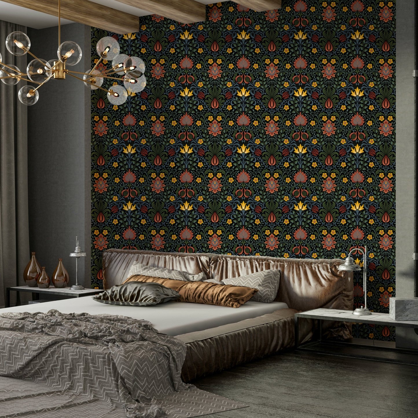 The design has a very polished and luxurious effect on the space.

