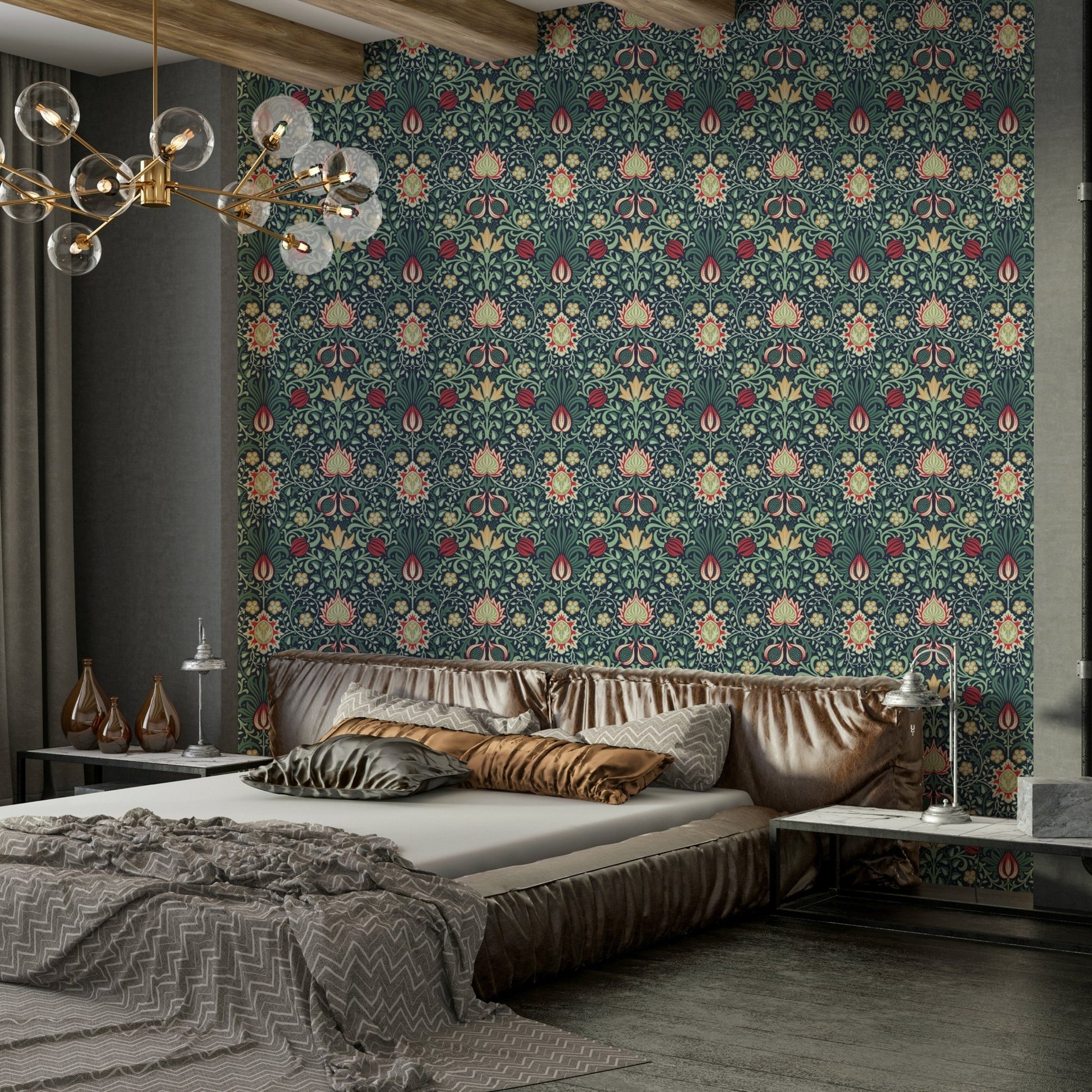 The image shows a repeating Persian-style design with flowers and leaves.

