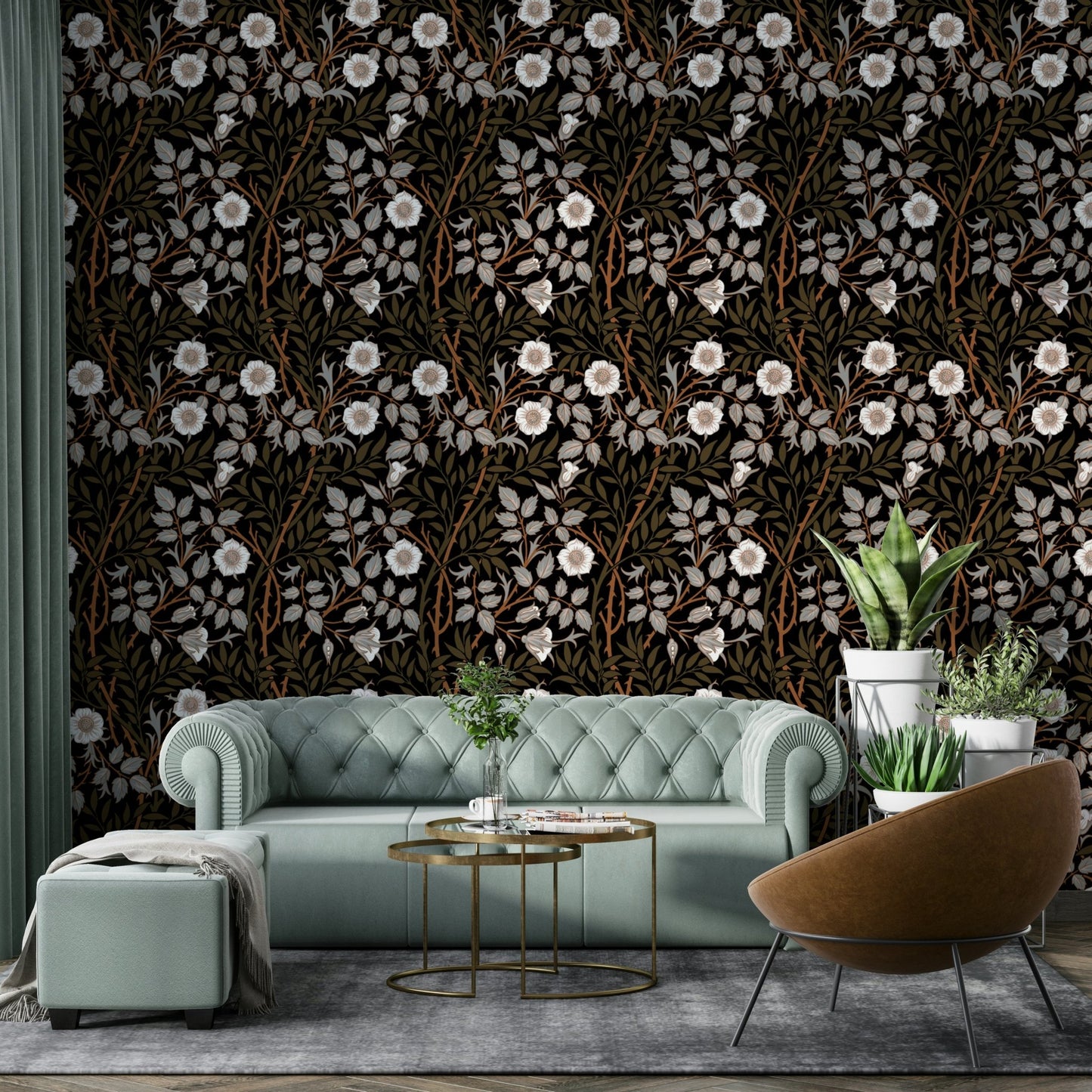 The colors are a soft, elegant dark brown.

