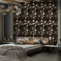 The image shows a repeating design with sweet briar roses and leaves.

