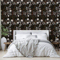 The wallpaper is installed in a formal, elegant living room.

