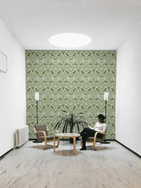 The room's lighting highlights the classic feel of the pattern.

